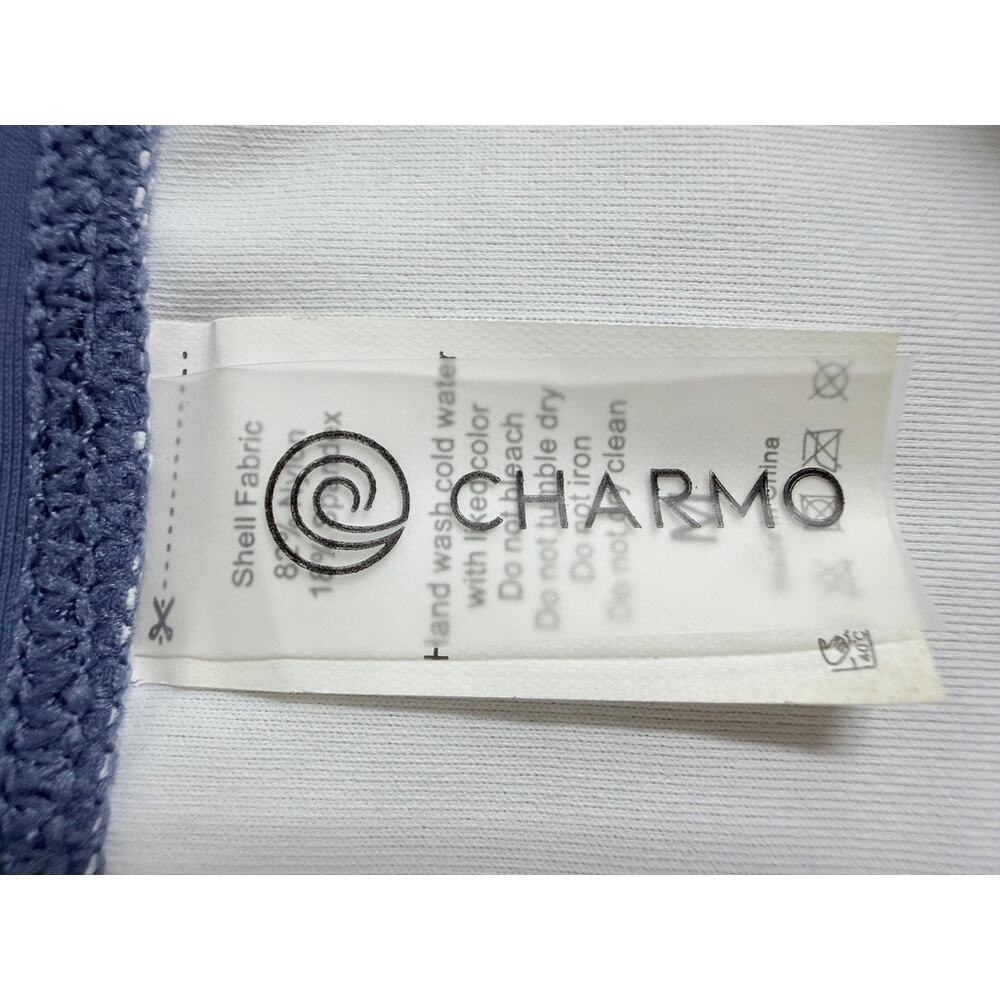 CHARMO Navy Blue High Waisted Halter Bikini Swimsuit Size M - Picture 3 of 4